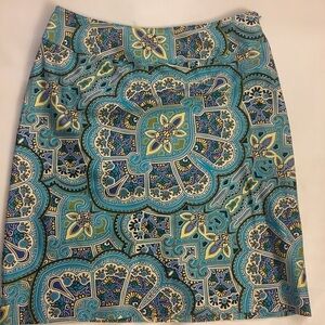 East 5th Turquoise Geometric Skirt
